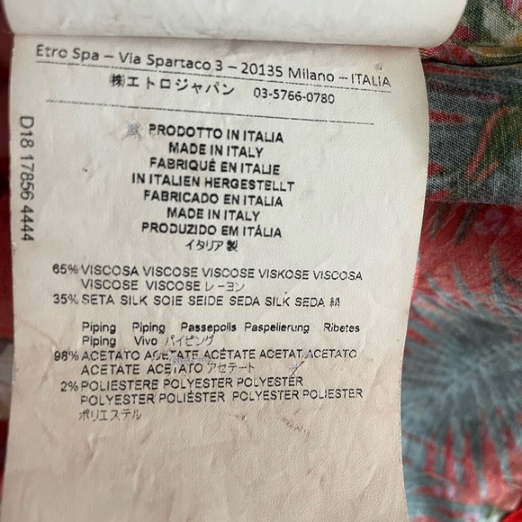 ETRO Circus Print Pyjama Shirt/Blouse  In Rosso/Red  Size 48 - Picture 10 of 12